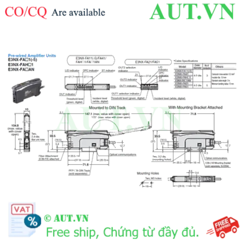Ảnh của Cảm biến sợi quang Omron E3NX-FA51 2M