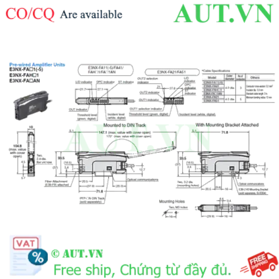 Ảnh của Cảm biến sợi quang Omron E3NX-FA41 2M