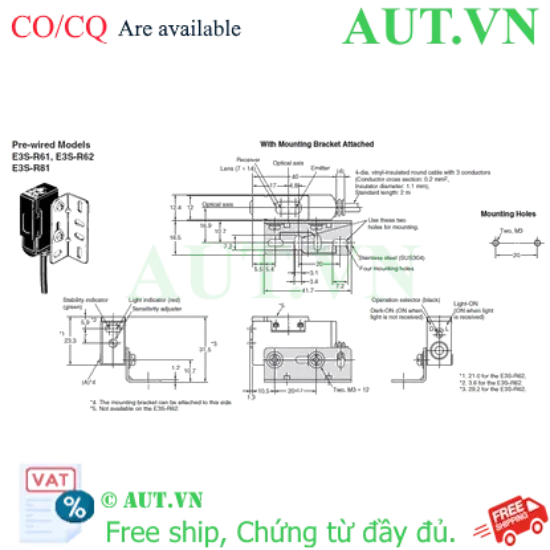 Ảnh của Cảm biến quang điện Omron E3S-R81 2M