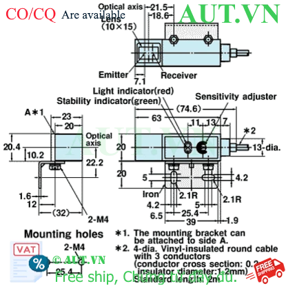 Ảnh của Cảm biến quang điện Omron E3S-RS30E42 2M