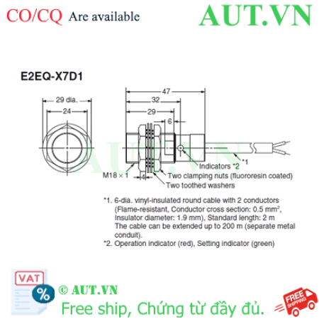 Ảnh của Cảm biến tiệm cận Omron E2EQ-X7D1 2M