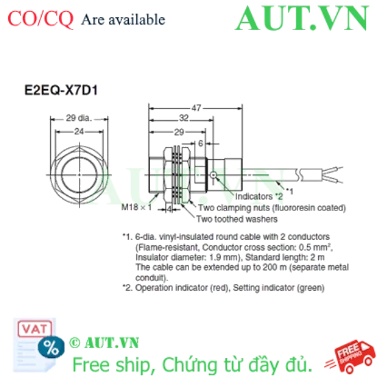 Ảnh của Cảm biến tiệm cận Omron E2EQ-X7D1 2M