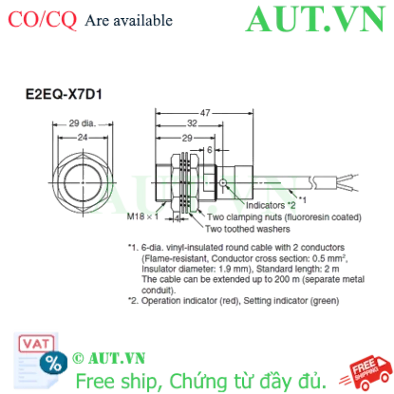 Ảnh của Cảm biến tiệm cận Omron E2EQ-X7D1 5M
