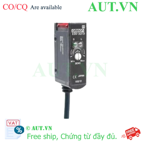 Ảnh của Cảm biến quang Omron E3S-AD13 2M: Phản xạ khuếch tán 100mm, IP67, NPN bền bỉ