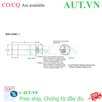 Ảnh của Cảm biến tiệm cận Omron E2K-C25MF1 5M