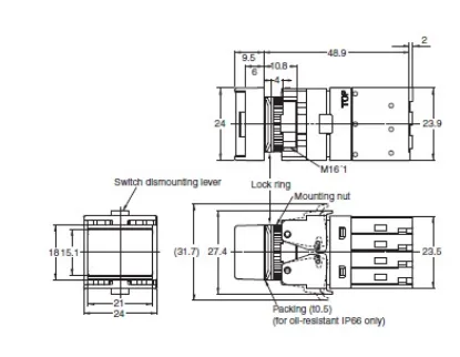 Ảnh của Công tắc nút nhấn Omron A165-JAM-2S
