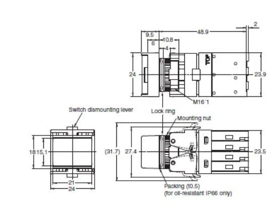 Ảnh của Công tắc nút nhấn Omron A165-JAM-2S