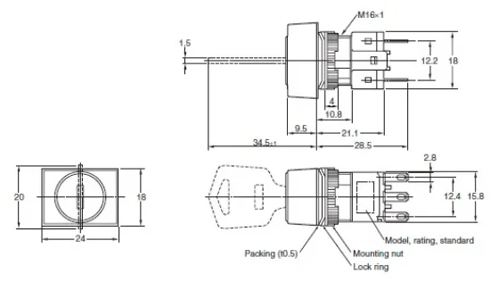 Ảnh của Công tắc nút nhấn Omron A165K-J2AL-2