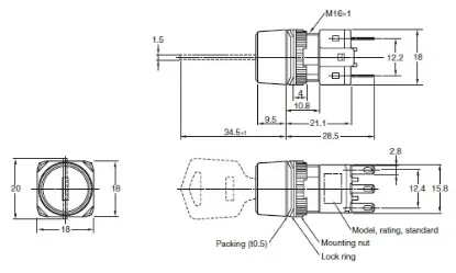 Ảnh của Công tắc nút nhấn Omron A165K-T2ML-2