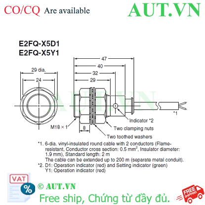 Ảnh của Cảm biến tiệm cận Omron E2FQ-X5D1 5M