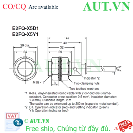 Ảnh của Cảm biến tiệm cận Omron E2FQ-X5D1 5M
