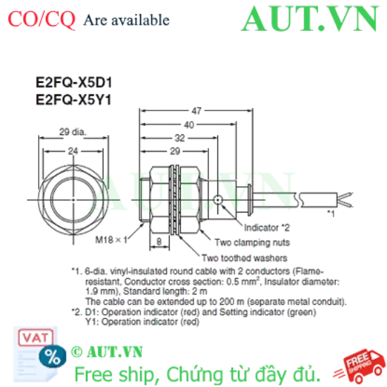 Ảnh của Cảm biến tiệm cận Omron E2FQ-X5D1 5M