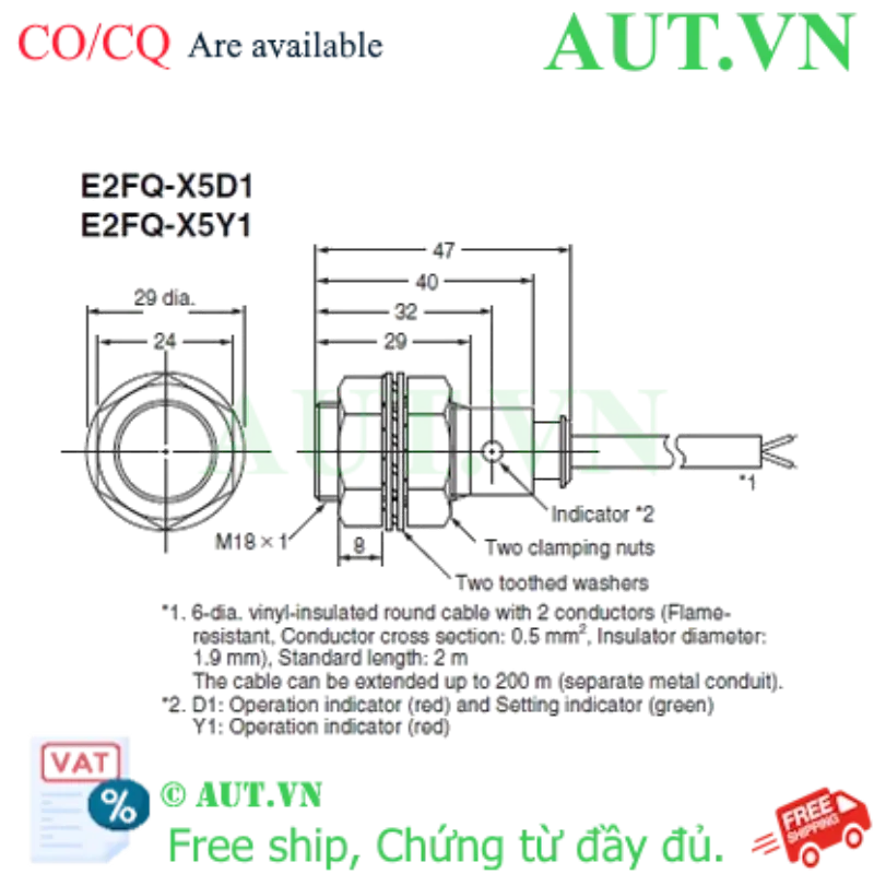 Ảnh của Cảm biến tiệm cận Omron E2FQ-X5D1 5M