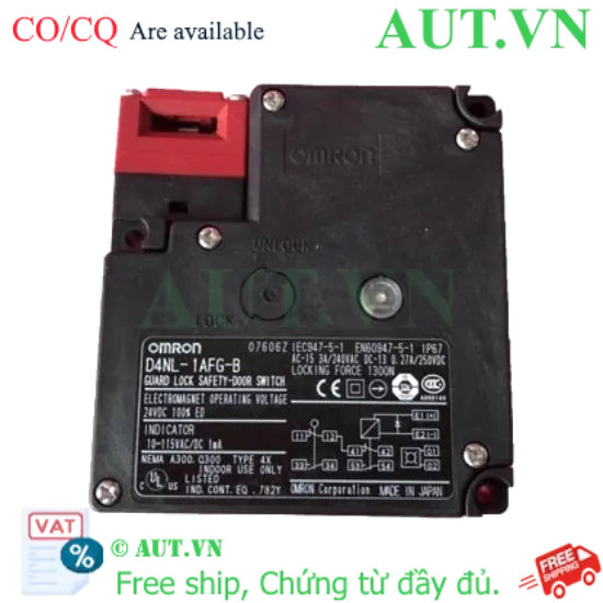 Ảnh của Khóa Cửa An Toàn Omron D4NL-1AFG-B | 24VDC, IP67, Lực Giữ 1300N