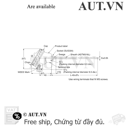 Ảnh của Cảm biến nhiệt độ Omron E52-CA75C-N D=6.4