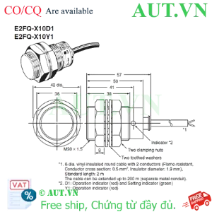 Ảnh của Cảm biến tiệm cận Omron E2FQ-X10D1 5M | M30, 2 Dây DC, 10mm - Siêu Bền