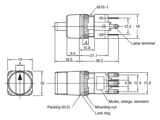 Ảnh của Công tắc nút nhấn Omron A165S-T3M-2