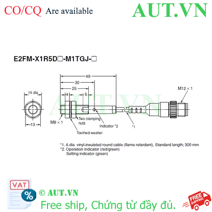 Ảnh của Cảm biến tiệm cận Omron E2FM-X1R5D1-M1TGJ 0.3M