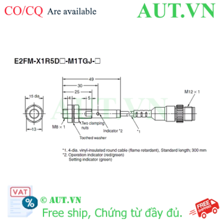 Ảnh của Cảm biến tiệm cận Omron E2FM-X1R5D1-M1TGJ 0.3M