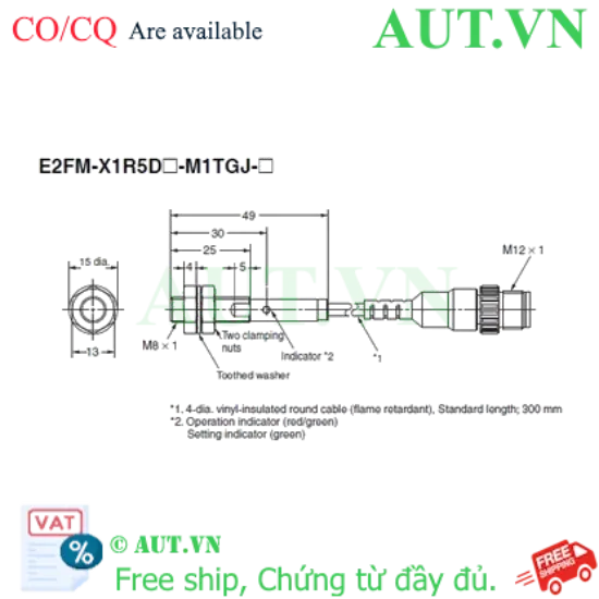 Ảnh của Cảm biến tiệm cận Omron E2FM-X1R5D1-M1TGJ 0.3M
