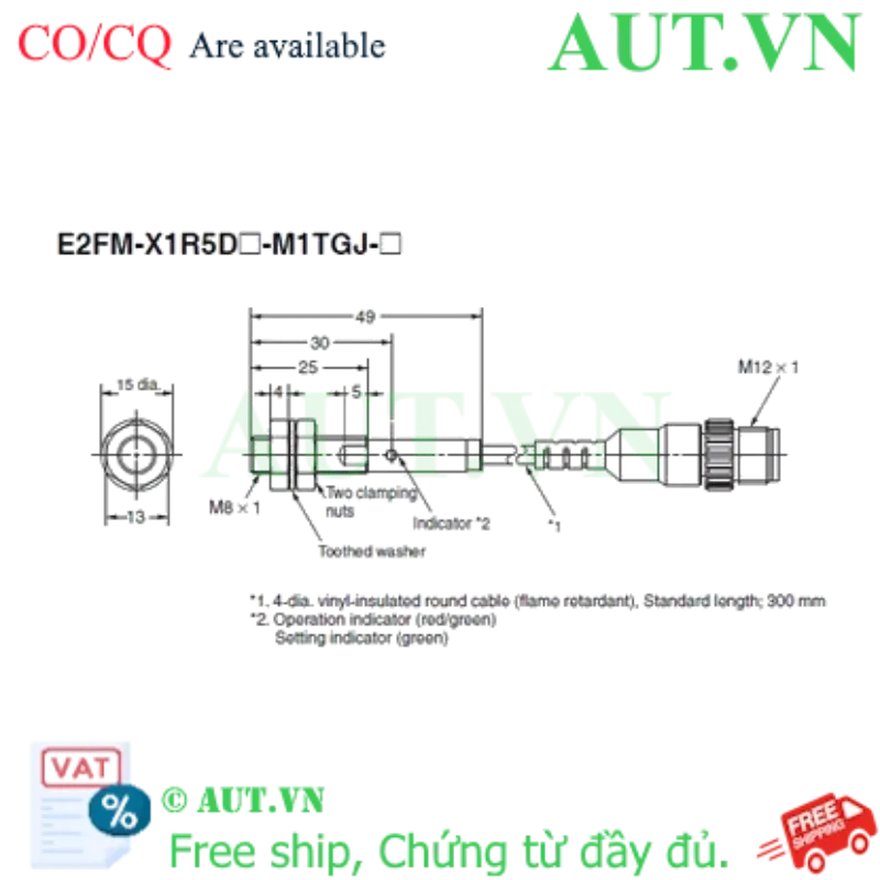 Ảnh của Cảm biến tiệm cận Omron E2FM-X1R5D1-M1TGJ 0.3M