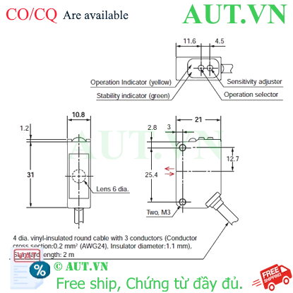 Ảnh của Cảm biến quang điện Omron E3ZM-B61T-C 2M