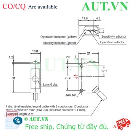 Ảnh của Cảm biến quang điện Omron E3ZM-B61T-C 2M