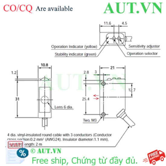 Ảnh của Cảm biến quang điện Omron E3ZM-B81T-C 2M