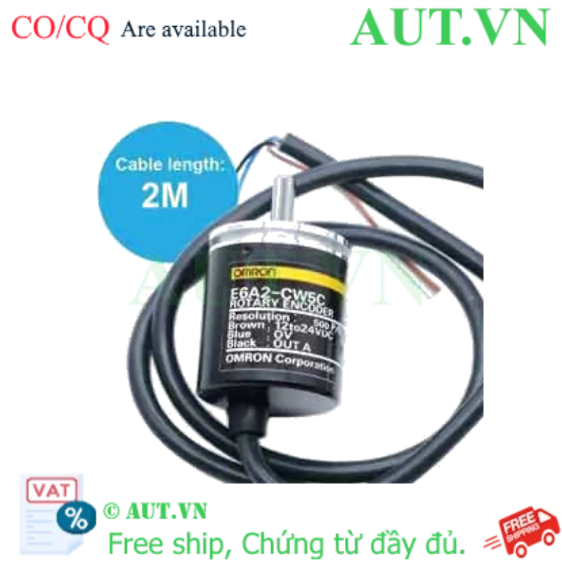 Ảnh của Encoder Omron E6A2-CW5C 500P/R 2M - Độ Chính Xác Cao, Ngõ Ra NPN, Chính Hãng AUT VN