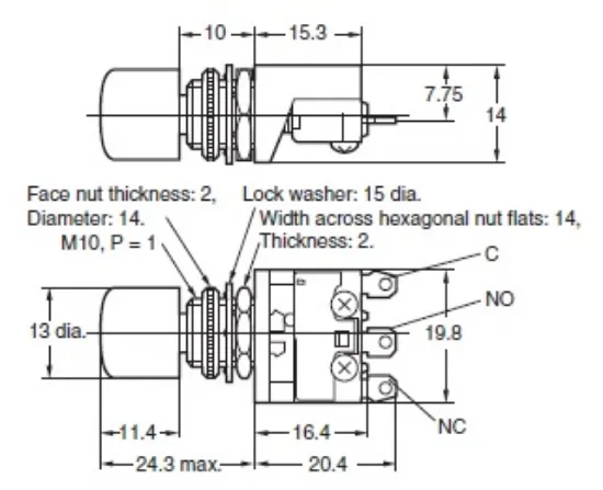 Ảnh của Công tắc nút nhấn Omron A2A-4B