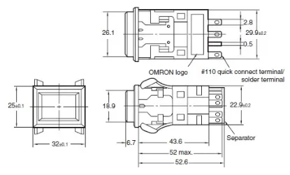 Ảnh của Công tắc nút nhấn Omron A3PJ-90G12-24EW