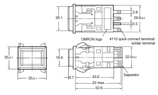 Ảnh của Công tắc nút nhấn Omron A3PJ-90G12-24EW