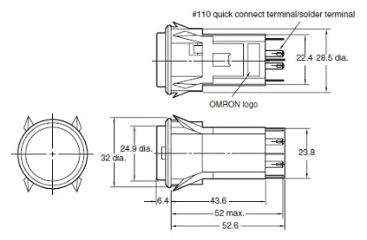 Ảnh của Công tắc nút nhấn Omron A3PT-90D12-24CO