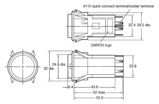 Ảnh của Công tắc nút nhấn Omron A3PT-90D12-24CR