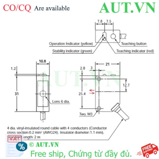 Ảnh của Cảm biến quang điện Omron E3ZM-B81-C 2M