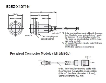 Ảnh của Cảm biến tiệm cận Omron E2EZ-X4D1-M1GJ 0.3M