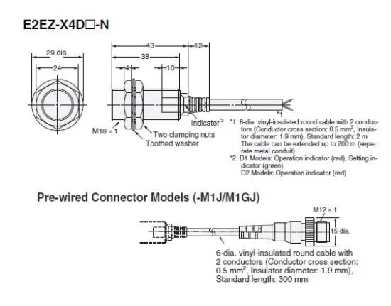 Ảnh của Cảm biến tiệm cận Omron E2EZ-X4D1-M1GJ 0.3M