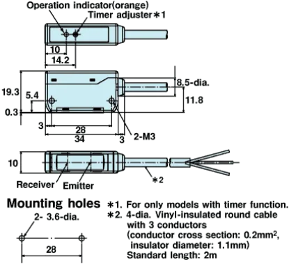 Ảnh của Cảm biến quang điện Omron E3S-LS3PT 2M