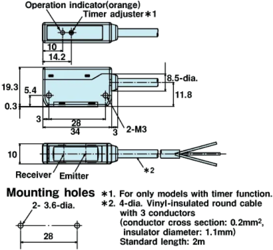 Ảnh của Cảm biến quang điện Omron E3S-LS3PT 2M