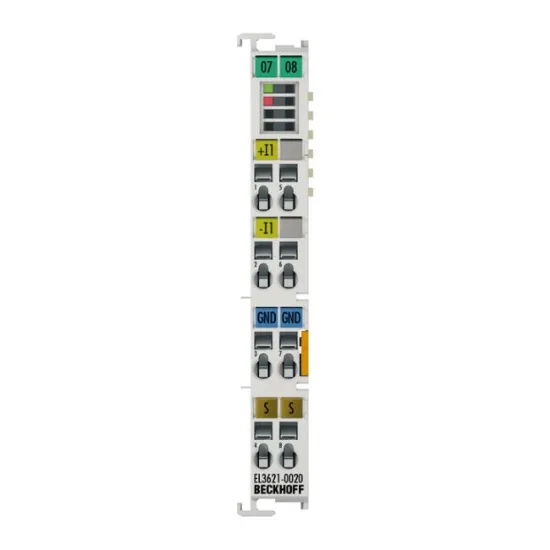 Ảnh của EL3621-0020 | EtherCAT Terminal, 1-channel analog input, current, 4…20 mA, 24 bit, high-precision, factory calibrated