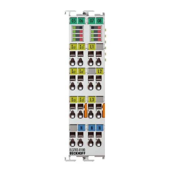 Ảnh của EL3783-0100 | EtherCAT Terminal, 3-channel analog input, multi-function, 130 V AC, 1/5 A, 16 bit, 20 ksps, electrically isolated, oversampling
