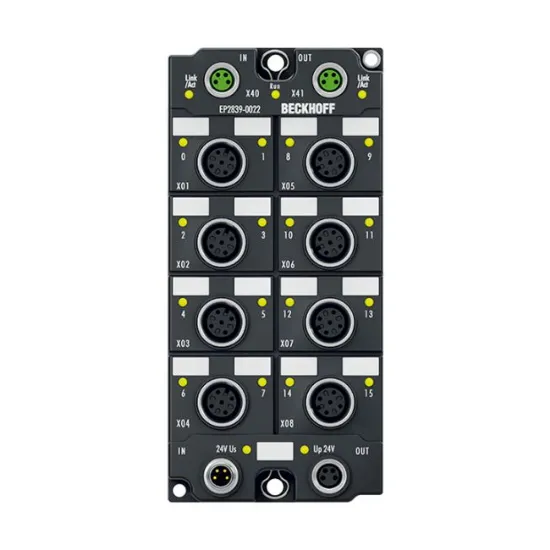 Ảnh của EP2839-0022 | EtherCAT Box, 16-channel digital output, 24 V DC, 0.5 A, M12, with diagnostics