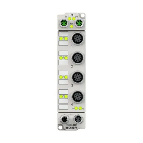 Ảnh của ER4374-0002 | EtherCAT Box, 2-channel analog input + 2-channel analog output, multi-function, ±10 V, 0/4…20 mA, 16 bit, differential, M12, zinc die-cast