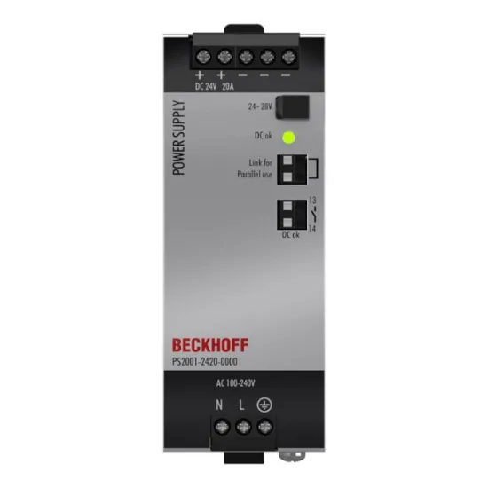 Ảnh của PS2001-2420-0000 | Power supply PS2000; output: 24 V DC, 20 A; input: AC 100…240 V/DC 110…150 V, 1-phase