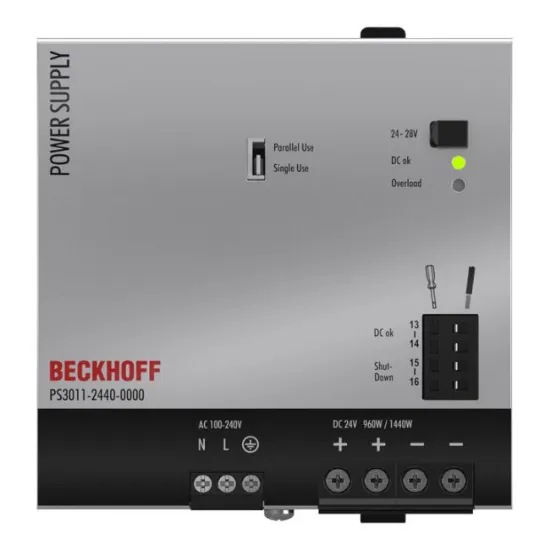 Ảnh của PS3011-2440-0000 | Power supply PS3000; output: 24 V DC, 40 A; input: AC 100…240 V, 1-phase