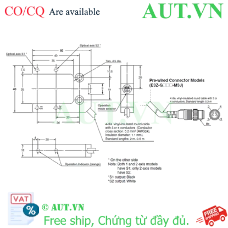 Ảnh của Cảm biến quang điện Omron E3Z-G82-M3J 0.3M