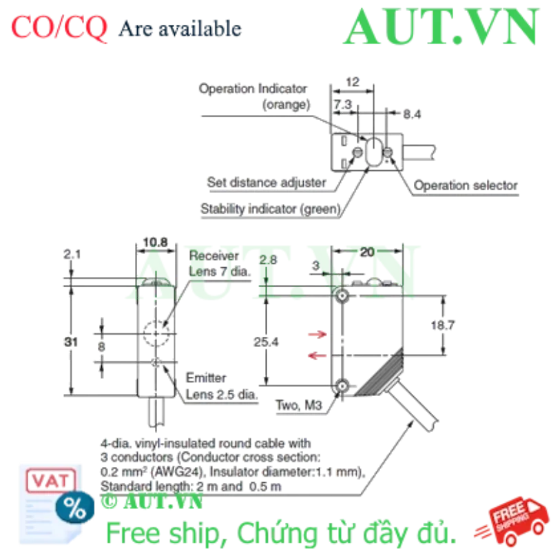Ảnh của Cảm biến quang điện Omron E3Z-LL81 0.5M
