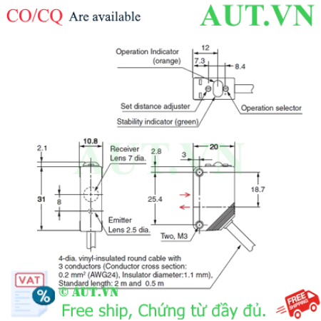 Ảnh của Cảm biến quang điện Omron E3Z-LL83 0.5M