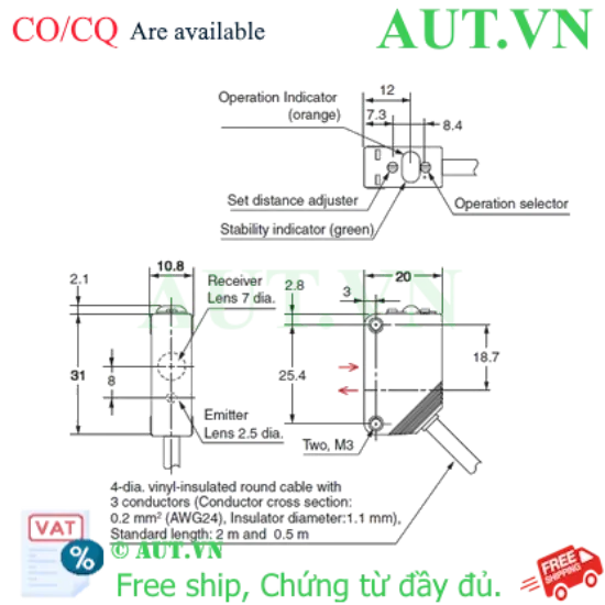 Ảnh của Cảm biến quang điện Omron E3Z-LL83 0.5M