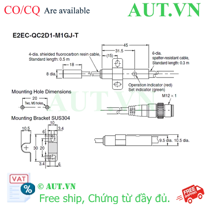 Ảnh của Cảm biến tiệm cận Omron E2EC-QC2D1-M1GJ-T 0.3M
